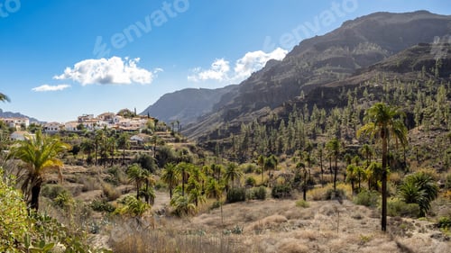 Preview: View on Fataga village located in Grand Canary, Canary Islands, Spain