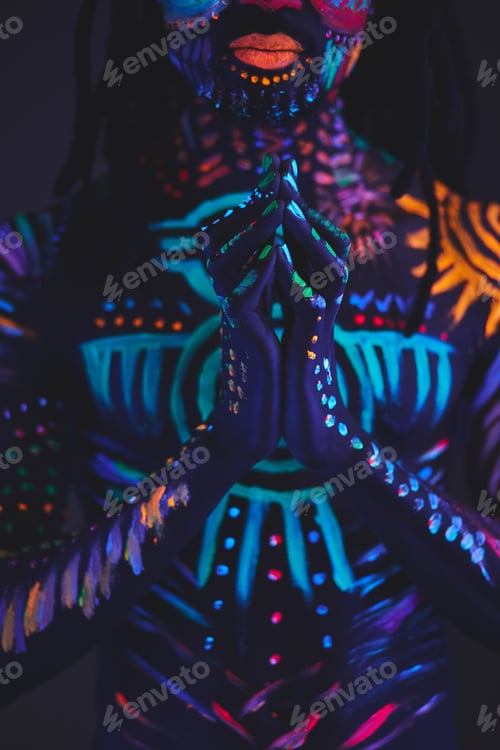 Preview: african male with fluorescent body art