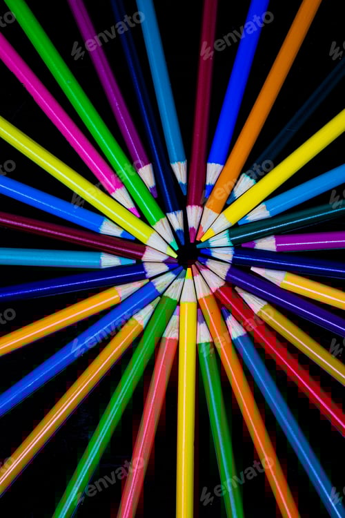 Preview: Color pencils against a black background.