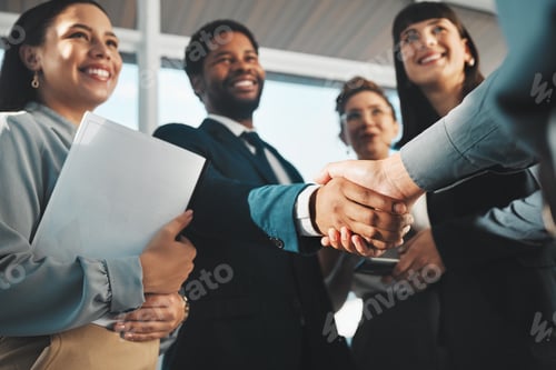 Preview: Handshake, business people and diversity partnership, collaboration or b2b welcome, thank you and m