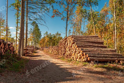 Preview: Stunning forest with wood balls in the autumn, Poland