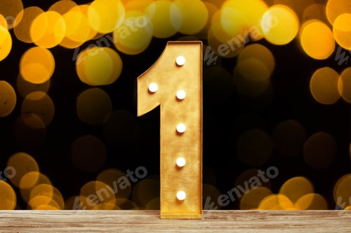 Preview: Big plastic numbers with shining light bulbs