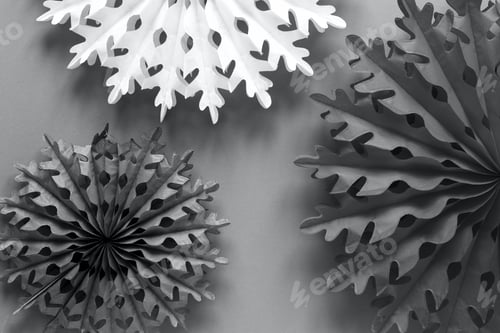 Preview: Christmas composition of paper decorations in form snowflakes