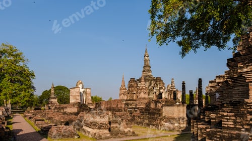 Preview: Wat Mahathat, Sukhothai old city, Thailand. Ancient city Thailand, Sukothai historical park