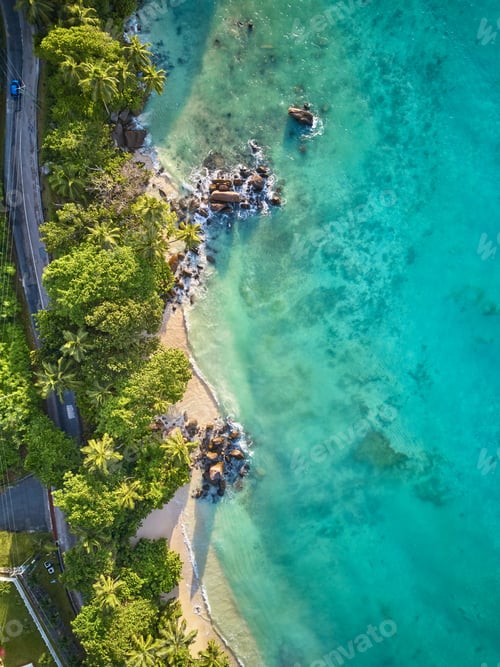 Preview: Beach at Seychelles aerial top view