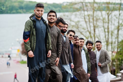 Preview: Group of pakistani man wearing traditional clothes salwar kameez or kurta.