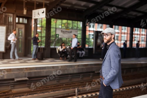Preview: Man standing on railway station platform