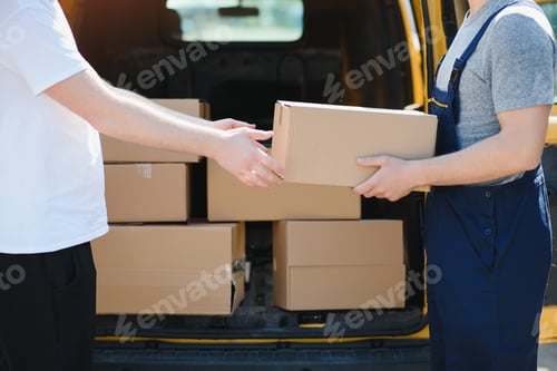 Preview: Delivery service send to customer receiving package.