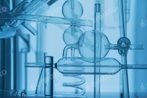 Preview: Abstract glass apparatus with scientific elements