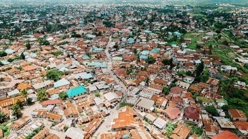 Preview: Aerial view of the small town on the Zanzibar island