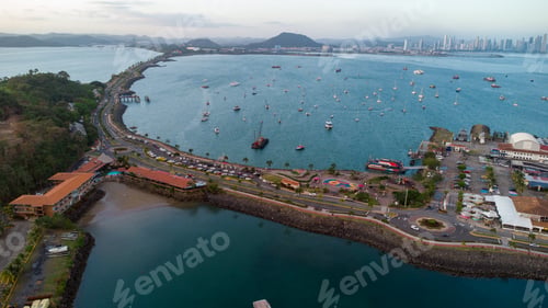 Preview: aerial photo from dron of Harbour in Panama city.