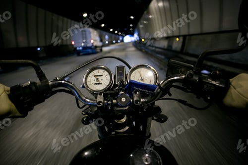 Preview: POV motorcycle driver on empty road