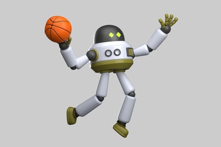 Visualização: Jogador de basquete robô