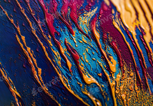 Preview: Macro texture of abstract colorful liquid oil acrylic glitter marbled background