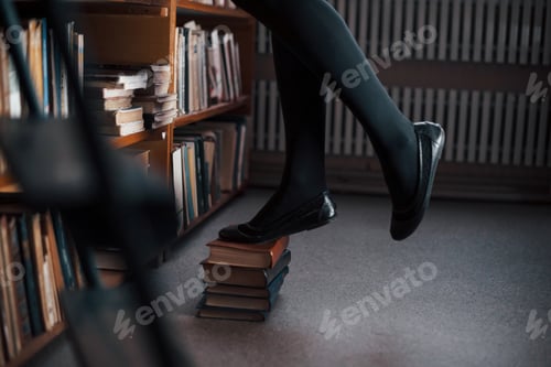 Preview: Female student is in library. Conception of education