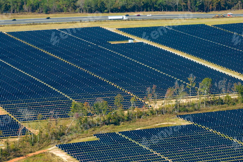 Preview: Aerial view of large sustainable electrical power plant