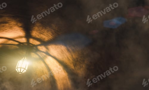 Preview: light from the lamp and the shadows in the mysterious corridor in old dungeon