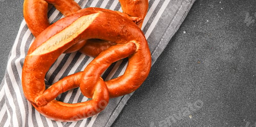 Preview: Bretzel fresh baked goods brezel tasty food dish delicious gourmet food background on the table