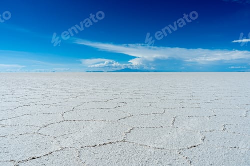 Preview: Uyuni Salt Flats on Sunny Day. Salar De Uyuni. Altiplano, Bolivia. Dry Season