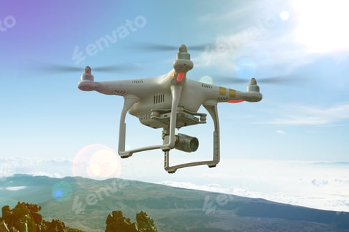 Preview: Unmanned copter flight, drone in the sky