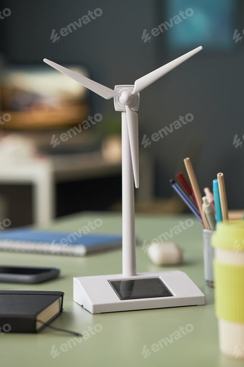 Preview: Modern Model Of Windmill On Office Table