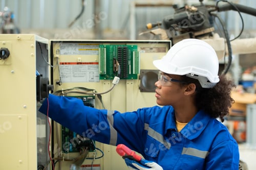 Preview: Experienced female electrical engineer The electrical system