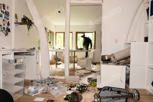 Preview: Germany, North Rhine Westphalia, Mature man running through window