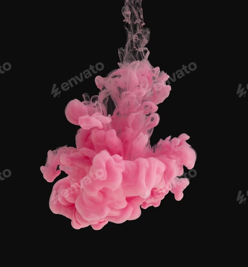 Preview: Pink ink cloud in water isolated on black