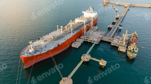 Preview: Oil tanker ship. Red Oil Tanker runing in the ocean sea. petroleum ship transportation import