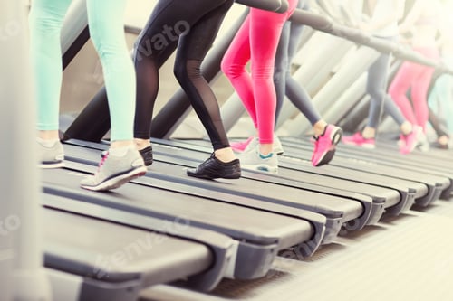 Preview: Group of women jogging on treadmill