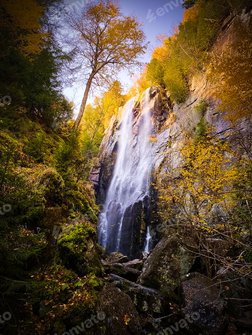 Preview: Rainbow Falls Waterfall with Autumn Fall Colors near Lake Placid, Adirondacks