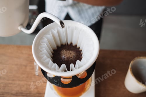 Preview: barista dripping coffee and slow coffee bar style