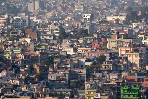 Preview: Cityscape of Kathmandu, Nepal surrounded by mountains