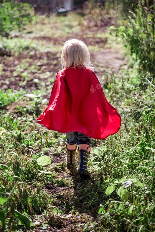 Preview: Caucasian children superhero and play shoot