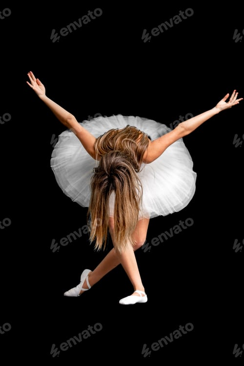 Preview: portrait of a ballerina in a pose, black background