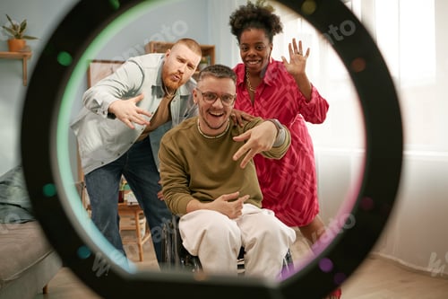 Preview: Diverse Young Adults Recording Video Using Ring Light at Home