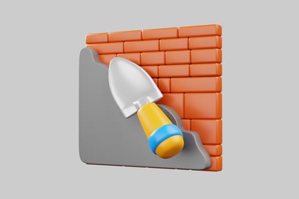 Preview: Cartoon brick wall and trowel