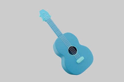 Preview: Cartoon turquoise acoustic guitar asset