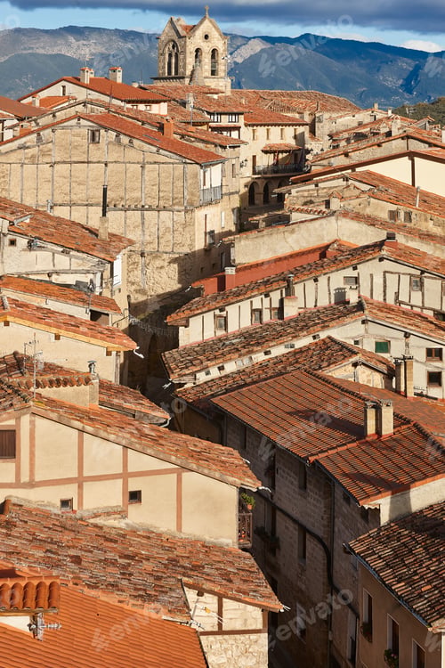 Preview: Picturesque medieval village of Frias. Antique tile roofs. Burgos. Spain