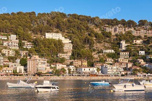 Preview: Mediterranean marina in Mallorca island. Puerto de Soller. Mallorca, Spain