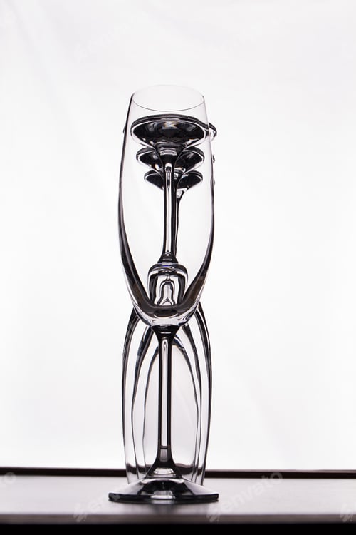 Preview: Glassware abstracion over white background.