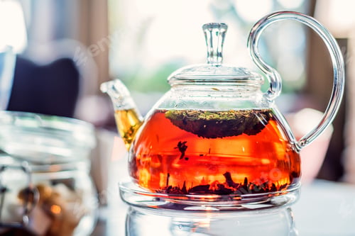 Preview: Modern glassy teapot with fresh tea