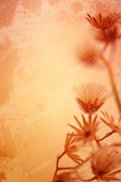Preview: Colorful Flowers In Vintage Color Style On Mulberry Paper Texture For Background