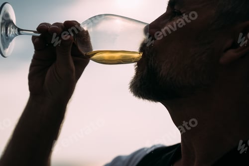 Preview: Close up shot of man drinking wine glass on luxury yachts