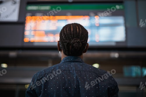 Preview: Man looking at the arrivals and departures schedule