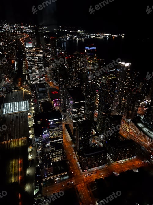 Preview: Skyscrapers in the city during evening and night lights