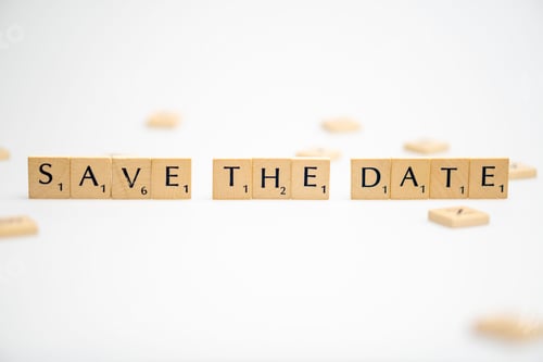 Preview: SAVE THE DATE word written on white background. SAVE THE DATE text on white