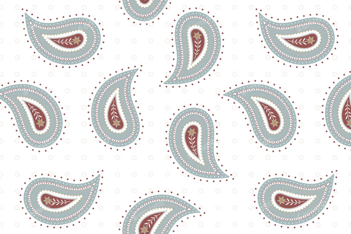 Simple paisley background, Indian mandala pattern in white