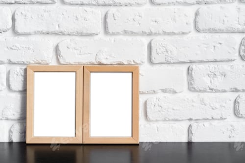 Preview: Photo frame with copy space against white brick wall