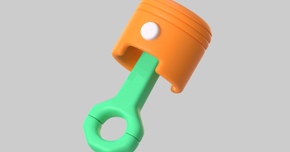 Stylized Engine Piston 3D, Incl. auto & colorful - Envato
